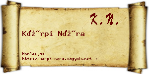 Kárpi Nóra névjegykártya