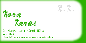 nora karpi business card